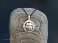 "Panta rhei" - platinum plated pendant and (black) chain with enameled script