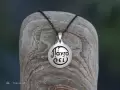 "Panta Rhei" Handcrafted sterling silver pendant with oxidized letters & black platinum-plated silver chain